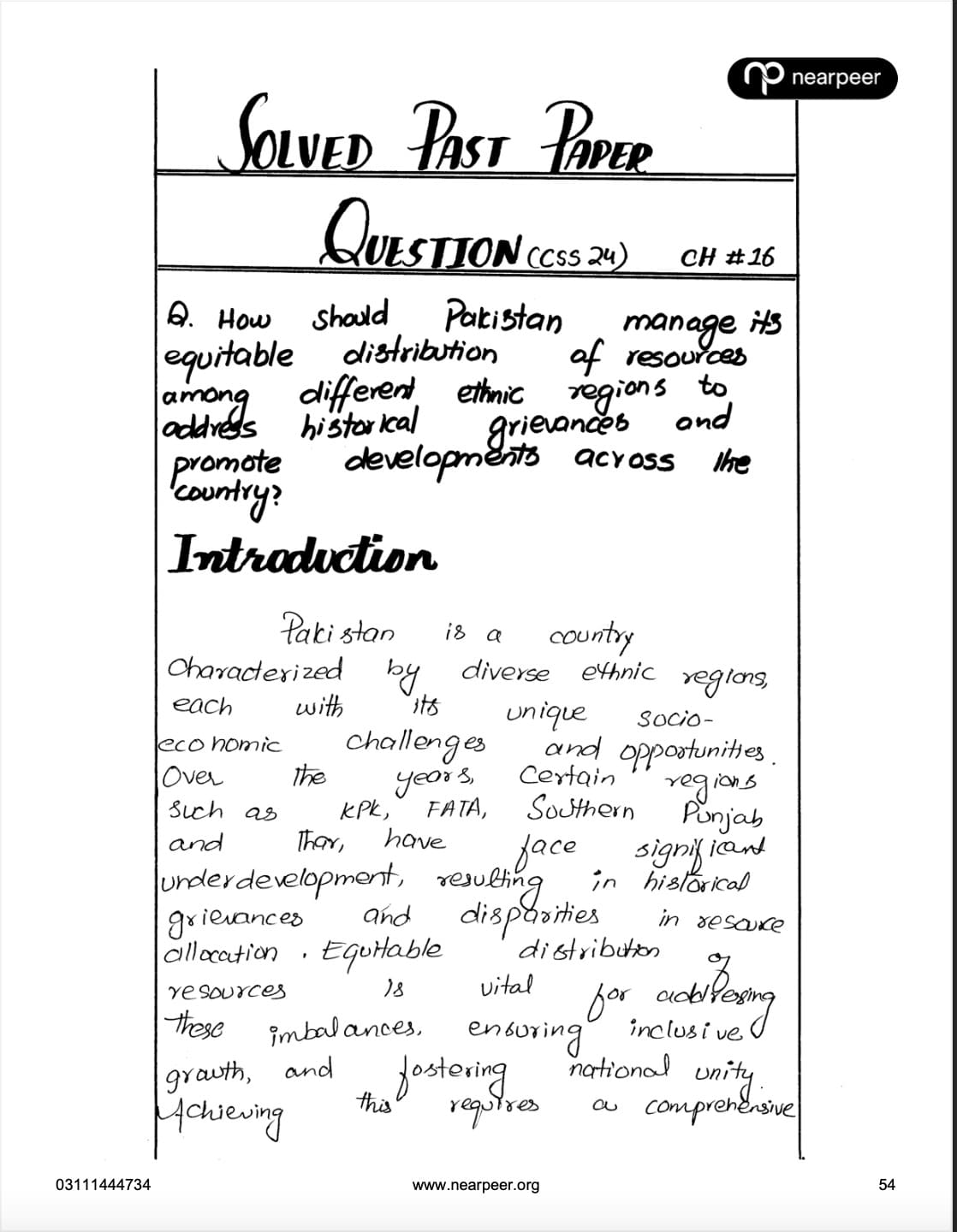 CSS PMS Pakistan Affairs Premium Handwritten Notes by Awaid Irshad Bhatti Volume 2 - Nearpeer