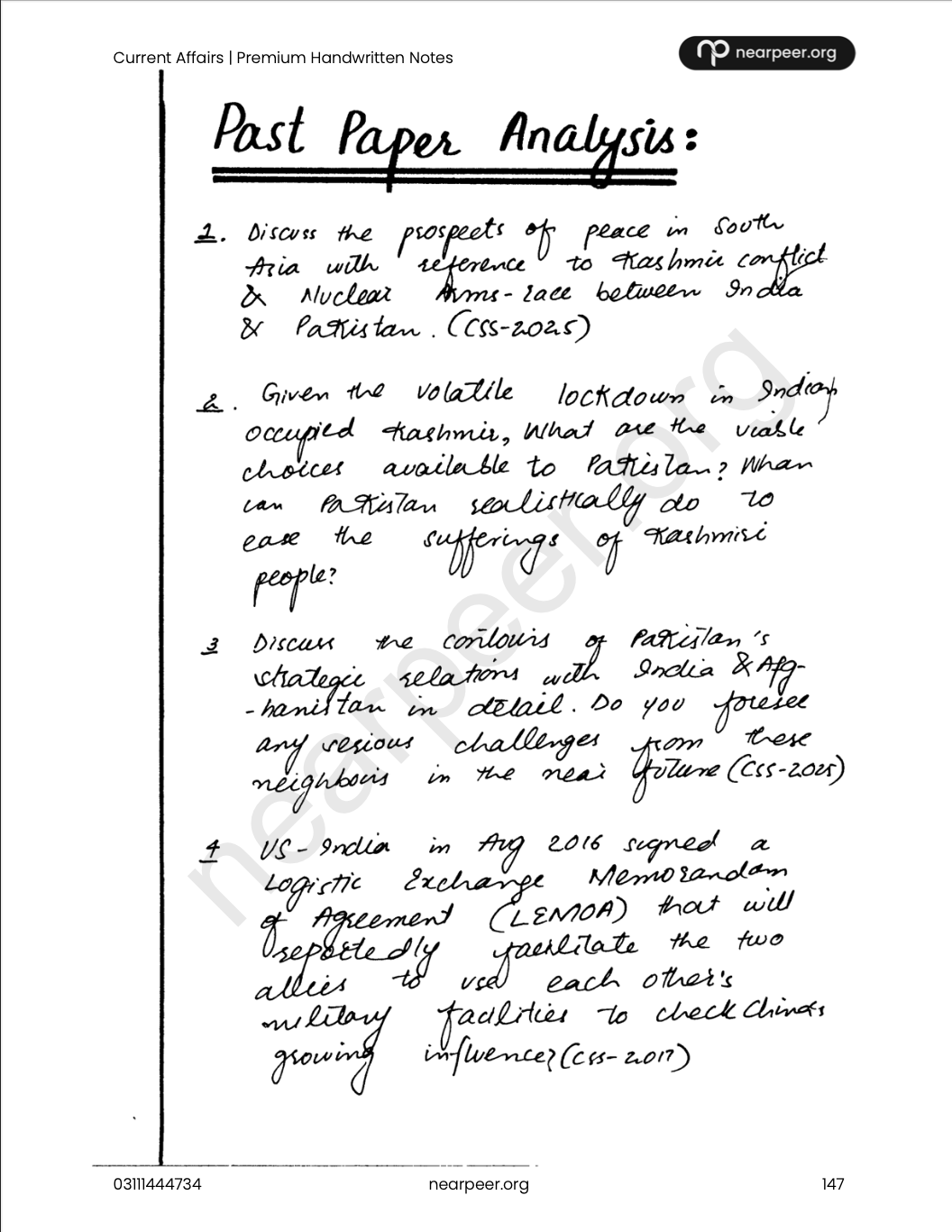 CSS Current Affairs Premium Handwritten Notes by Zohaib Ahmad Anjum