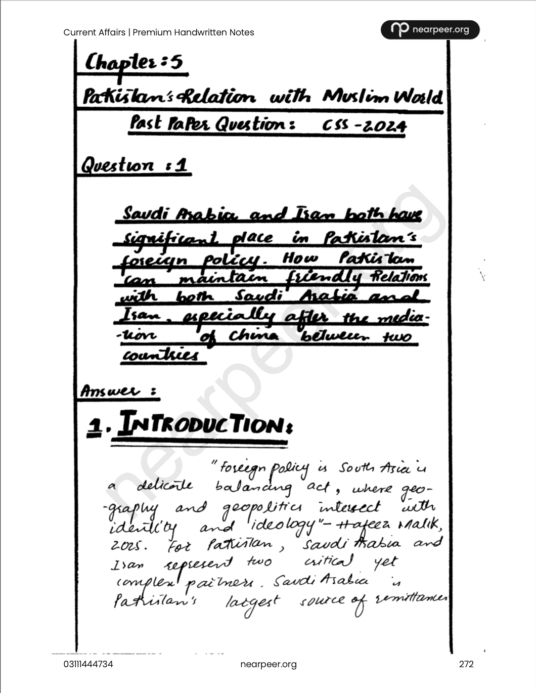 CSS Current Affairs Premium Handwritten Notes by Zohaib Ahmad Anjum