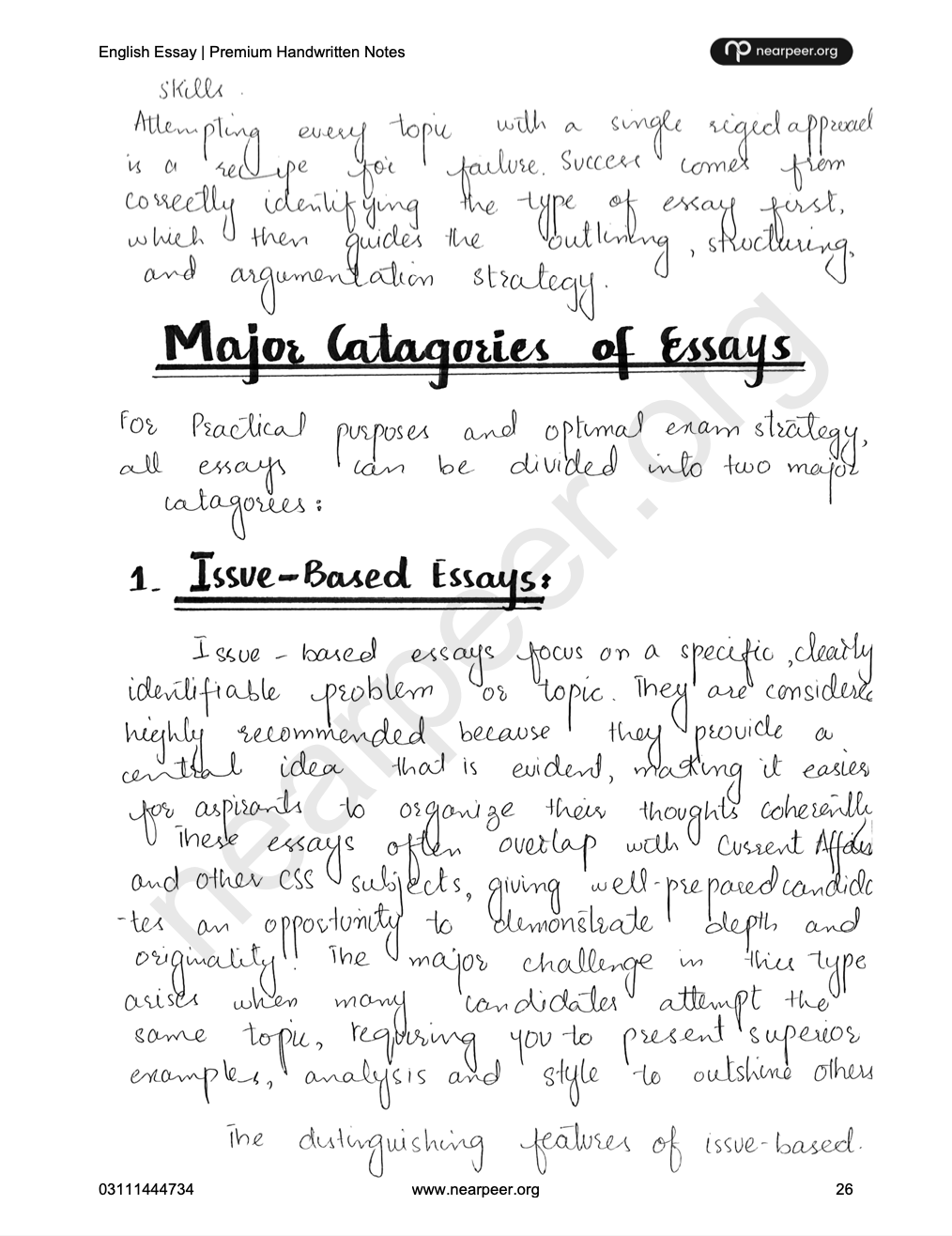 CSS PMS English Essay Premium Handwritten notes by Abrar Ahmad Butt