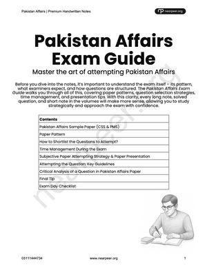 CSS PMS Pakistan Affairs Premium Handwritten notes by Awaid Irshad Bhatti Volume 1 - Nearpeer