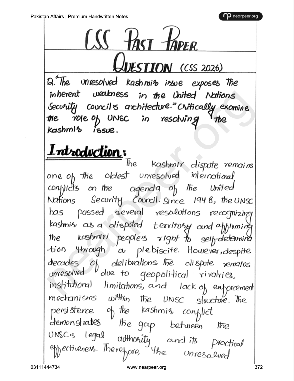 CSS PMS Pakistan Affairs Premium Handwritten Notes (Vol 1 & Vol 2) by Awaid Irshad Bhatti – Nearpeer